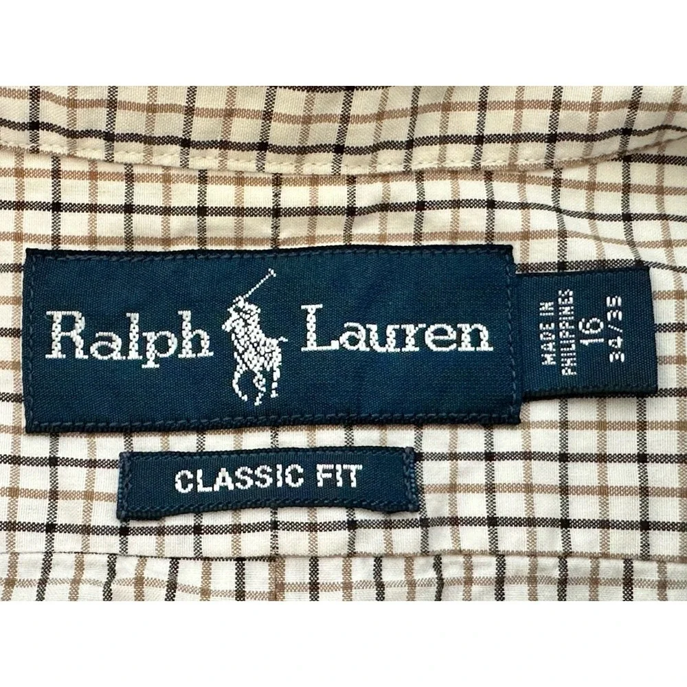 Ralph Lauren Long Sleeve Dress Shirt Mens 16 34/35 Classic Fit Plaid Button Down - Picture 4 of 6